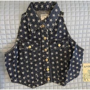 Andrew’s Girls Denim Medwash Star Women’s Vest Size Medium